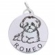 Medalla con la imagen de tu perro bichón maltés para ti en plata de ley