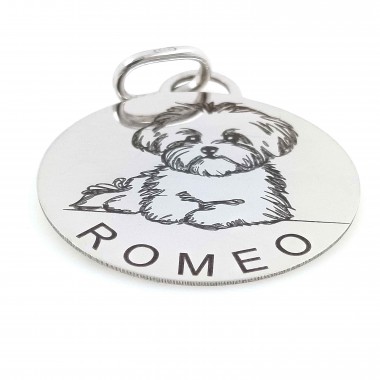 Sterling silver medal with your Maltese's image for you