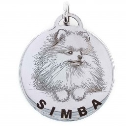 Sterling silver medal with your Pomeranian's image for you