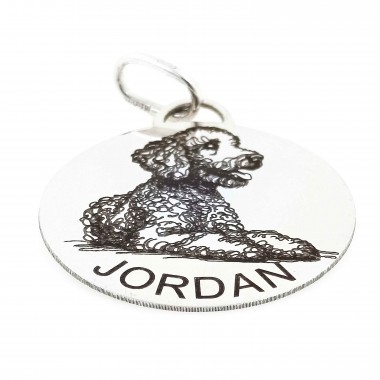 Sterling silver medal with your Spanish Water Dog's image for you
