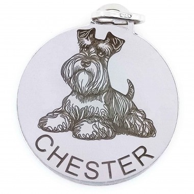 Medalla con la imagen de tu perro schnauzer para ti en plata de ley